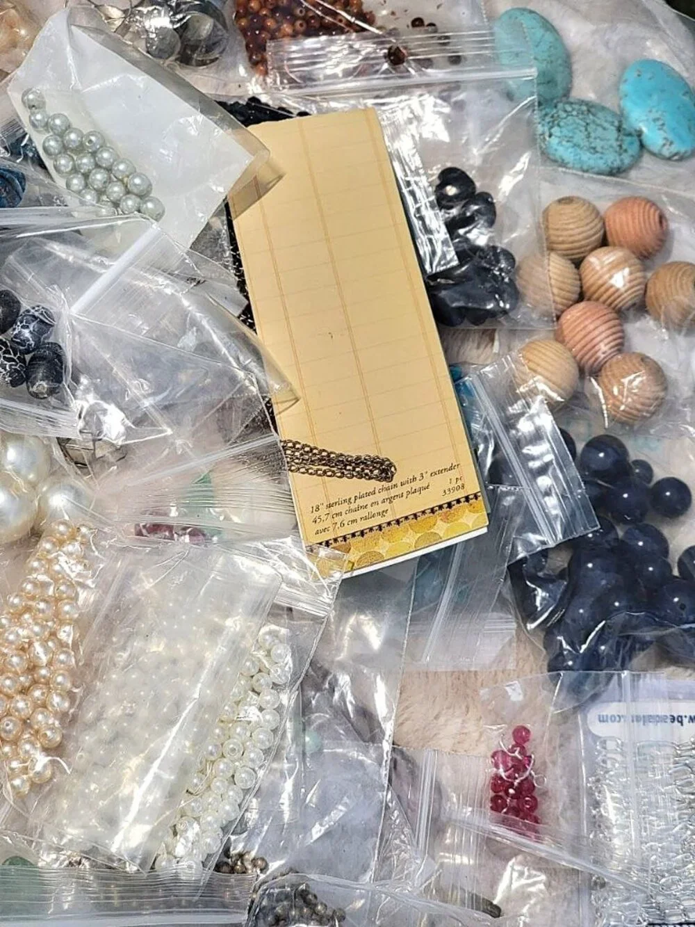 HUGE 4.5lb Destash Lot Jewelry Making Beads Findings Cabachons Various Mats #K